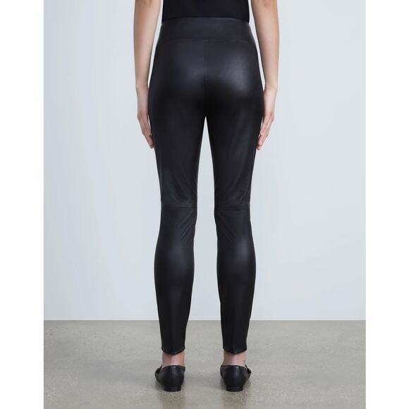 Lafayette 148 Stretch Nappa Lambskin Black Leather Greenwich Legging Size Medium - Picture 2 of 13